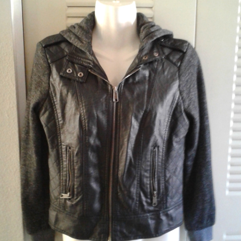 Ci Sono Faux Leather Zip Up Jacket